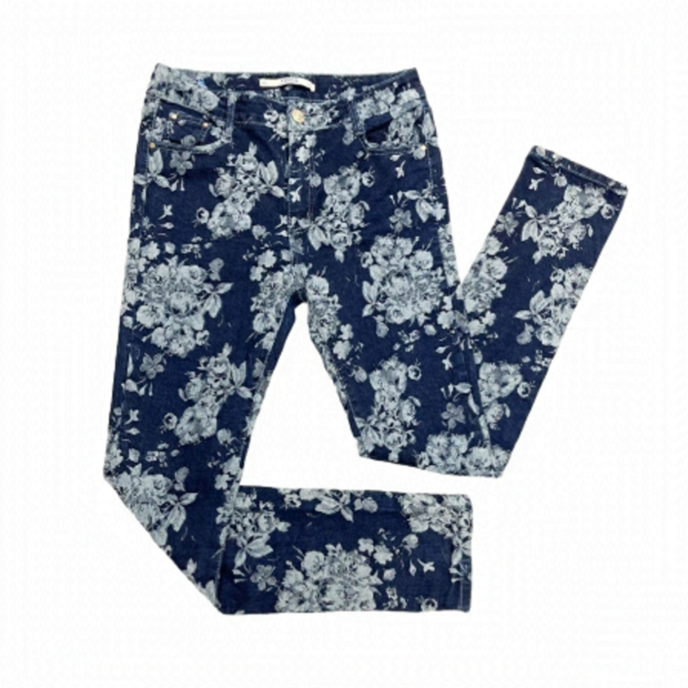 Virtu Jeans Y2K Patterned printed flowers blue  W28 L28